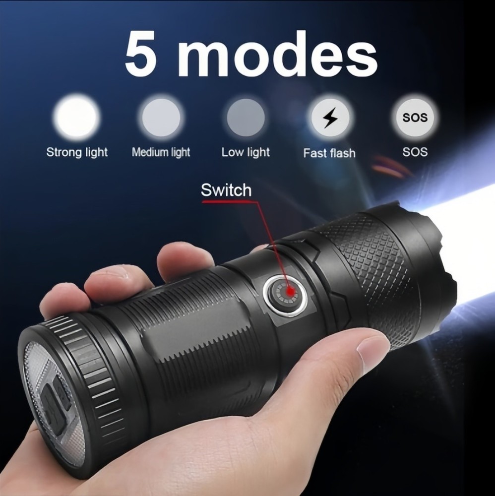 99000000 Lumen Super Bright LED Flashlight Rechargeable Tactical LED Work Light