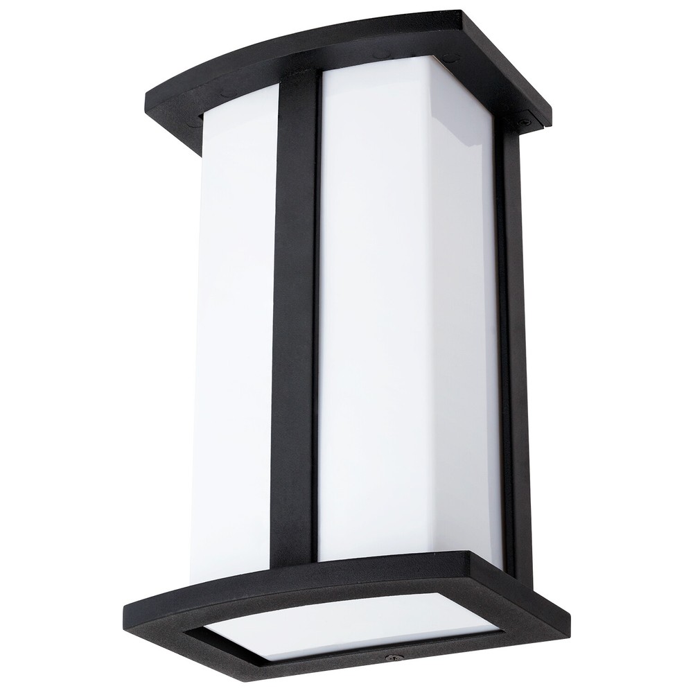 Rectangle Wall Sconce Light, E26, 60W, Opal Lantern, A19 Black Powder, 120V