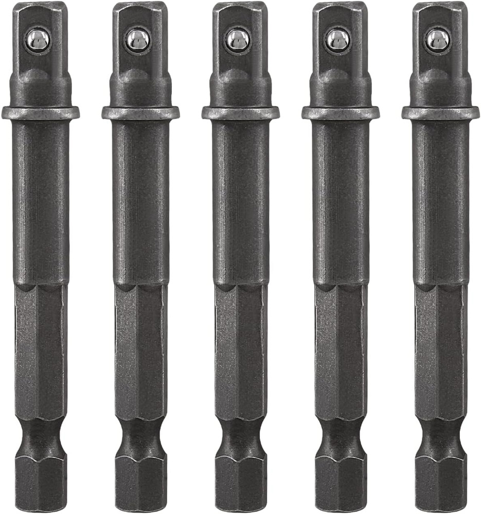 Square Socket Bit Adapter, 5 Pcs 1/4 Hex Impact Socket Extension Socket Driver B