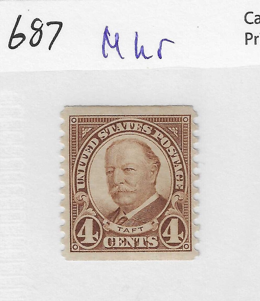 US # 687, 4 cent brown, Perf 10 Vert.coil, M/hr