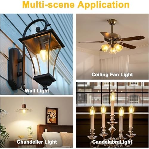 40 Watt Incandescent Light Bulbs, Medium E26 Candelabra Base Equivalent