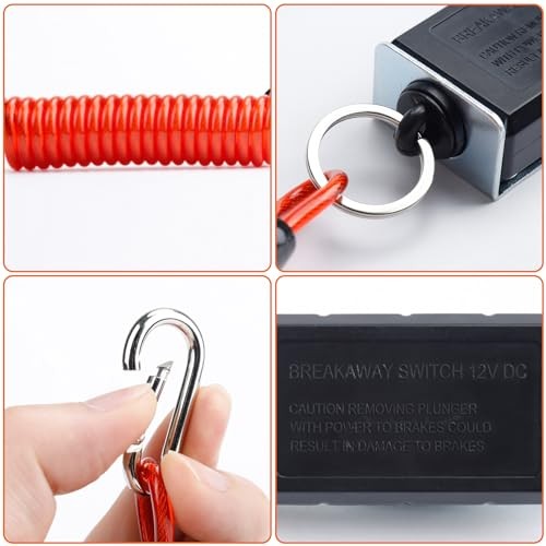 Trailer Breakaway Switch Trailer Breakaway Coiled Cable with Electric 4FT