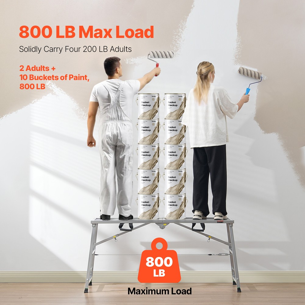 Work Platform Adjustable Height Portable Scaffolding Platform 880 lb Load