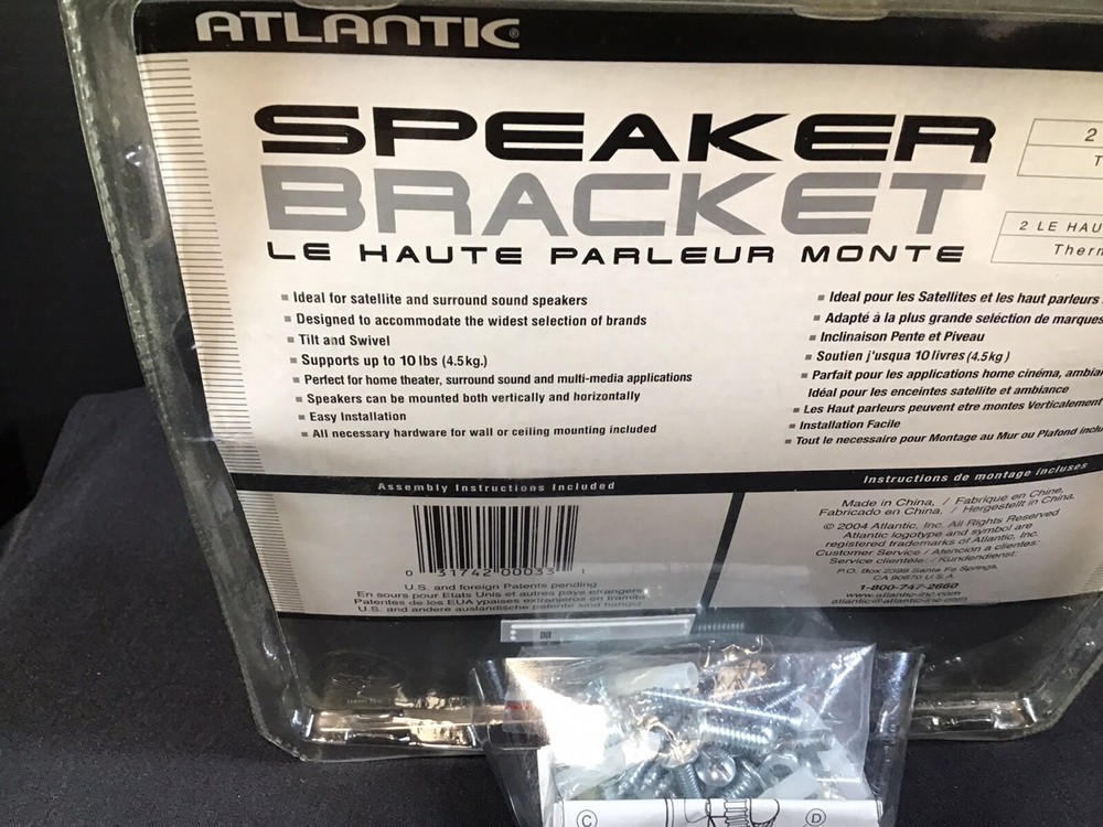 Atlantic Speaker Mounting Brackets SPB03 tilts and swivels Black NEW