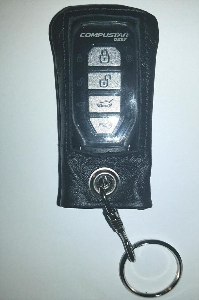Supple Black Leather Remote Cover w Key-Ring for Compustar 2WG15R-SS Remote