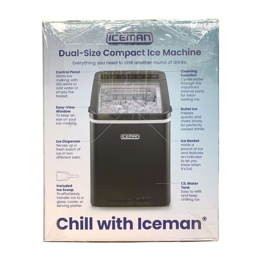 Iceman by Chefman Dual-Sized Compact Ice Machine, Includes Ice Basket & Scoop