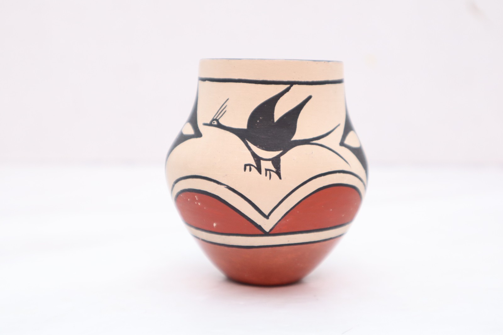 Native American polychrome Zia Pueblo Pottery jar Pictorial bird Jug Pot VTG
