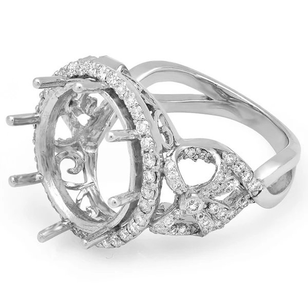 925 Sterling Silver Round 15mm Semi Mount Ring Setting for Women | Blank Ring