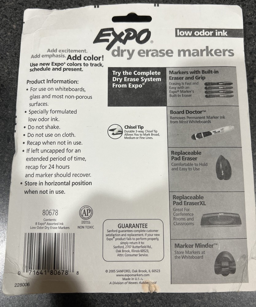 EXPO 80678 Dry Erase Marker Set,Chisel,PK8