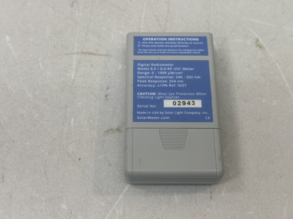 Solarmeter Digital Radiometer Model 8.0 / 8.0-RP UVC Meter