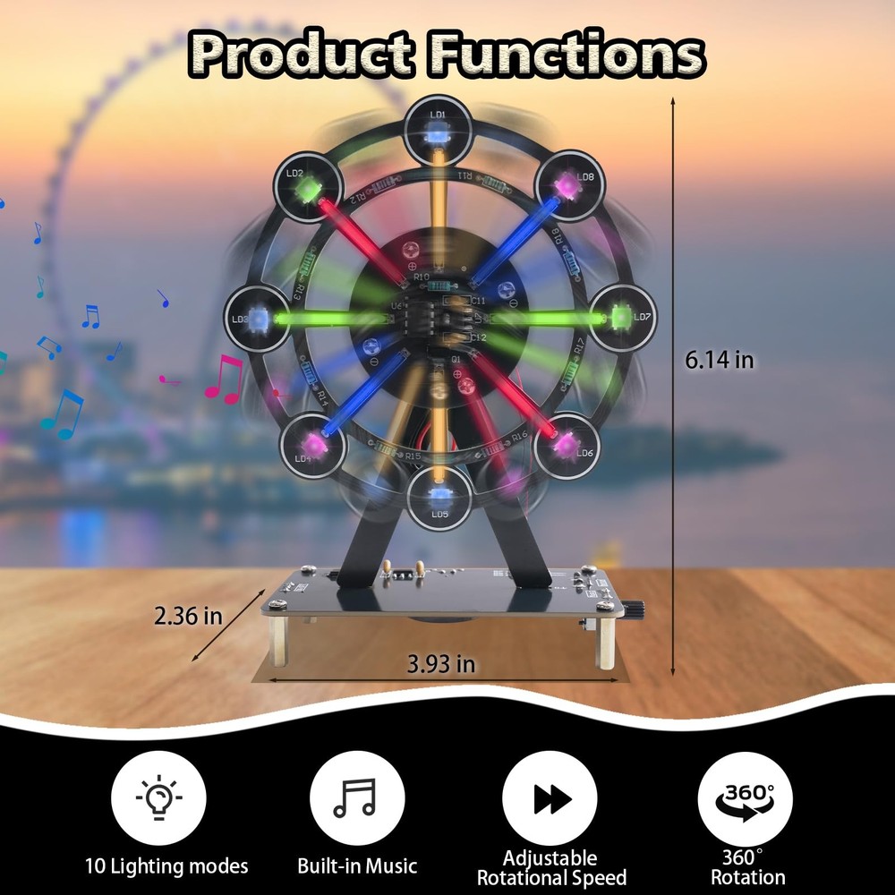 STEM Soldering Practice Kit - DIY Rotating Ferris Wheel Solder Practice Kit w...