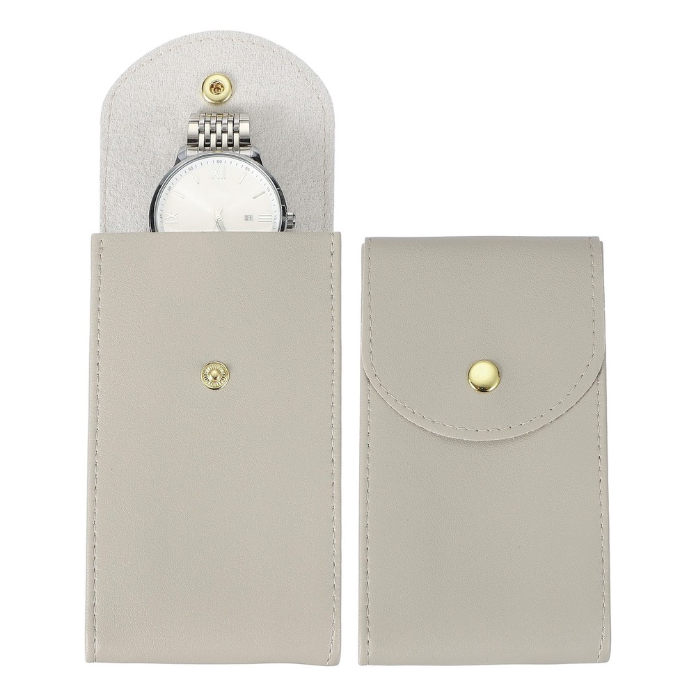 2 Pcs Leather Watch Pouch, Portable Watch Case, Light Gray