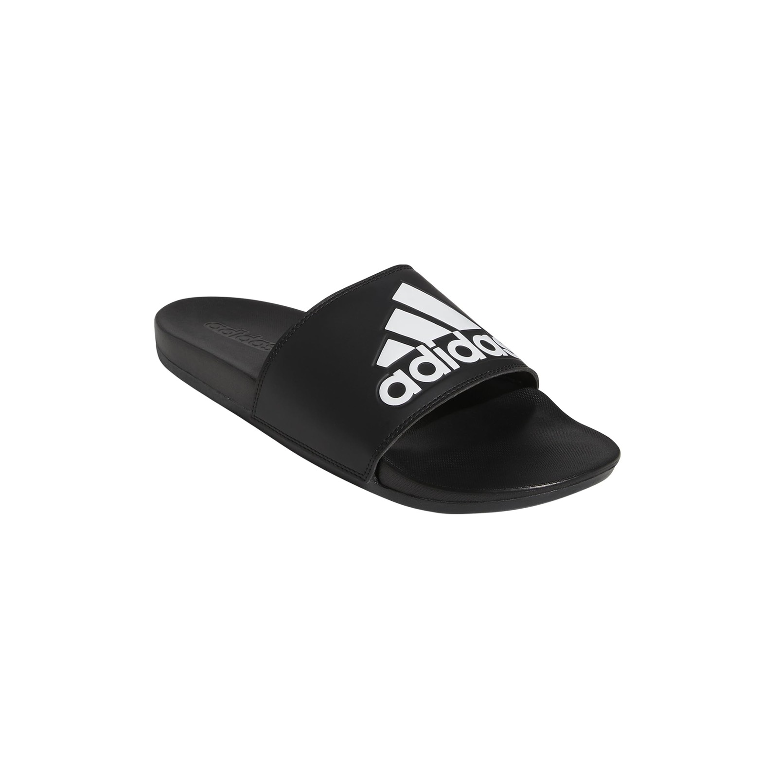 adidas Unisex Adilette Comfort Slide Sandal, Black/White/Black, 14 US Women, Men