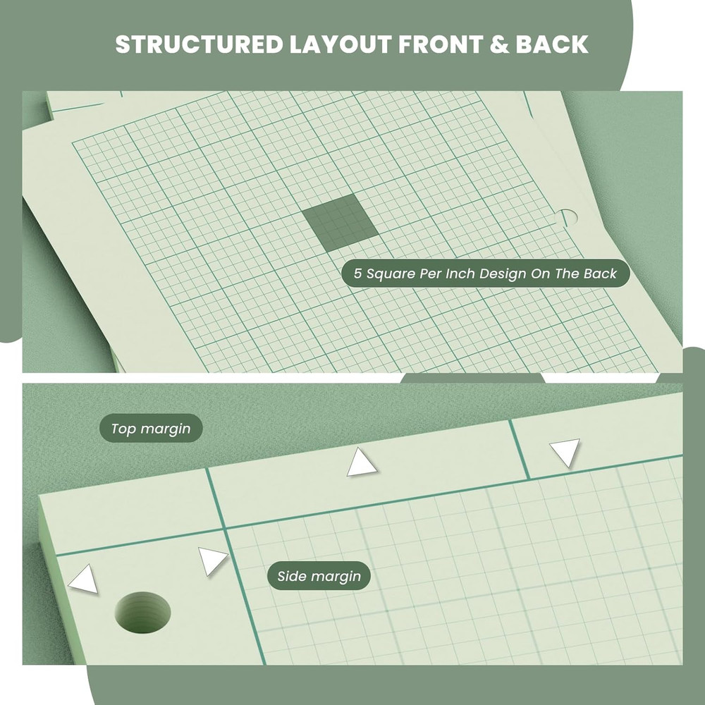 Engineering Paper 8.5 X 11, 100 Sheets Top Glue Binding Engineering Notebook, 5X