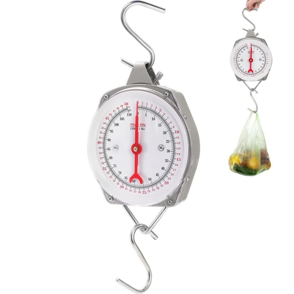 Precision Hanging Scale 110 LB / 50KG Spring Dial Weight Scale Large Game Sca...