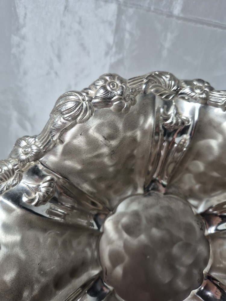 Vintage WMF Germany Ikora EP Silver Plate Floral Footed Serving Bowl 11”