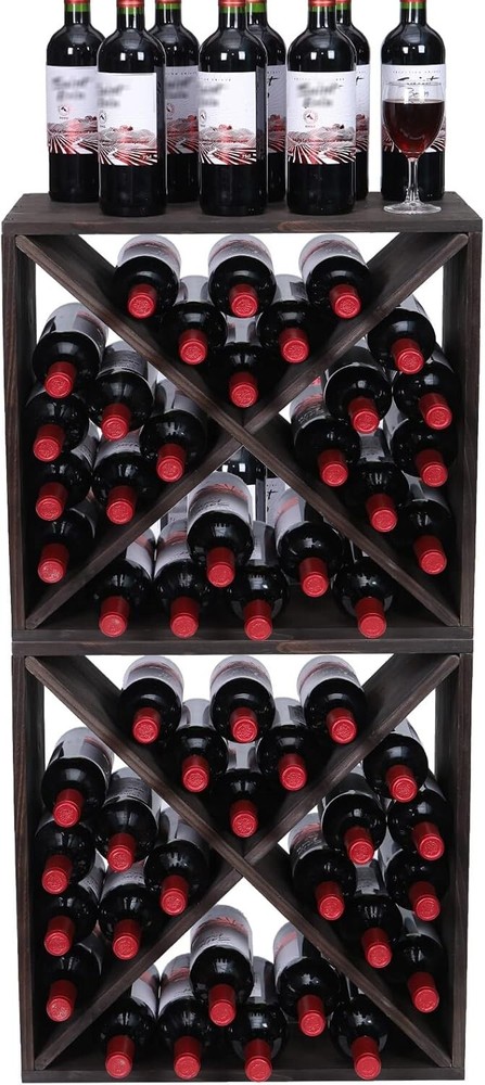 Sturdy & Stylish Stackable Wooden Wine Rack - 48 Bottle Capacity, Modern Look