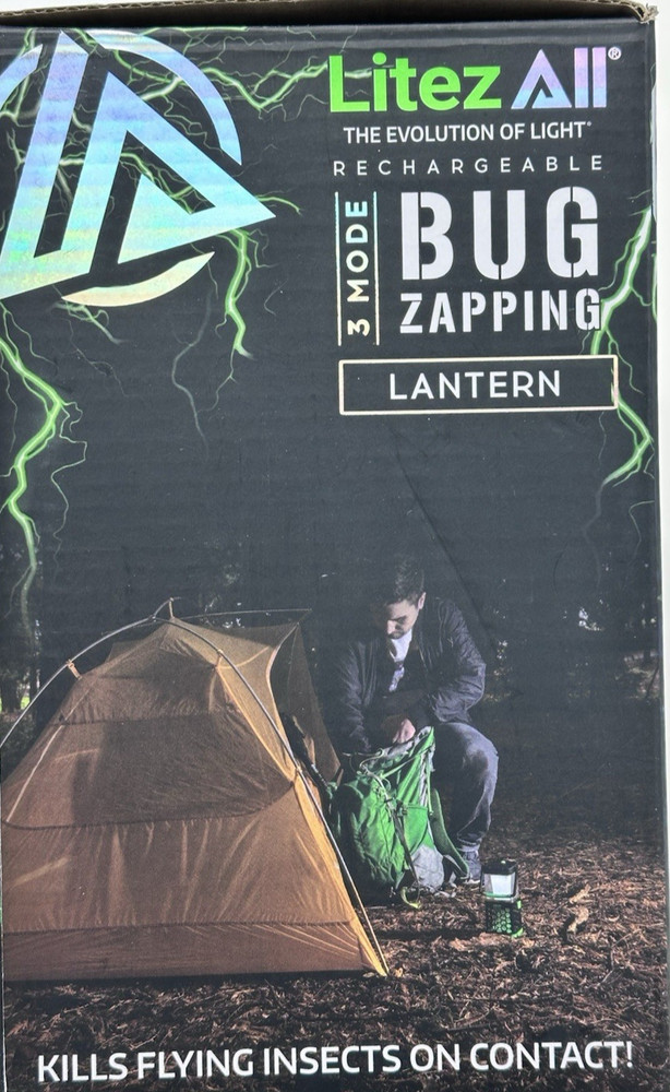 Litezall Bug Zapping Lantern Rechargeable 3 Mode Bug Zapper Lantern Lamp NEW