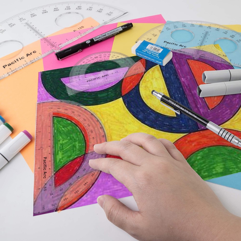 6 Inch 360° Plastic Circular Protractor Clear Precision Geometry Tool
