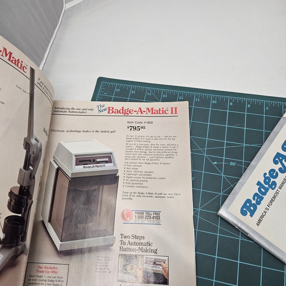 1987 & 1988 Badge A Minit Button Making Equipment Catalog