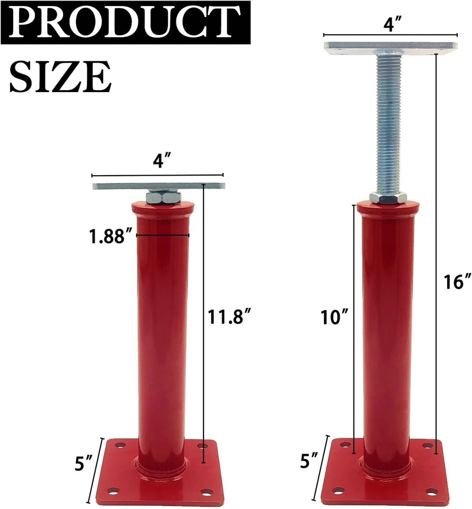 4 Pack Heavy Duty Floor Jack 11000lb Adjustable Height Support Leveling Tool