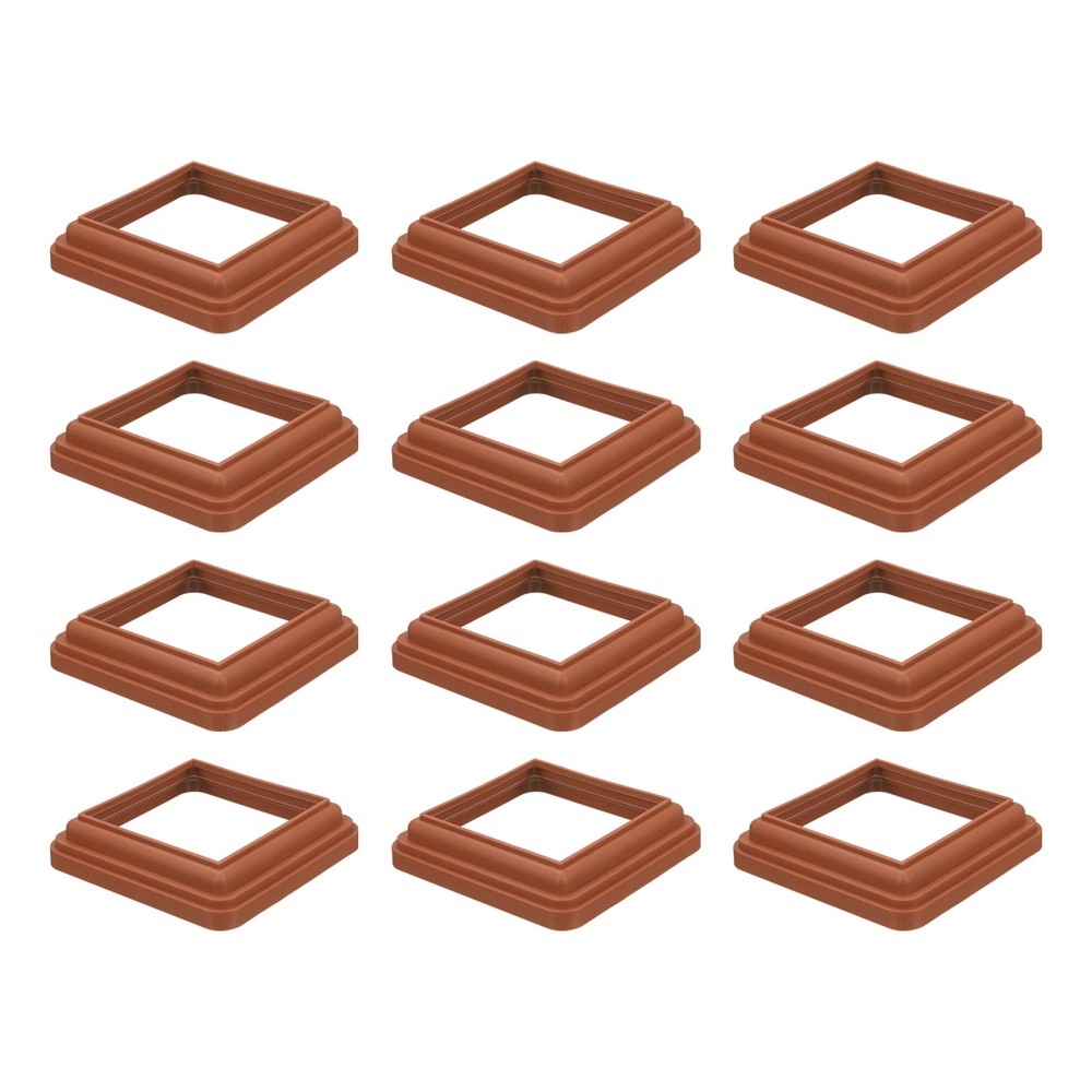 12Pcs Post Skirt, 4 x 4 Inch One-Piece Plastic Post Base Cover, Light Red