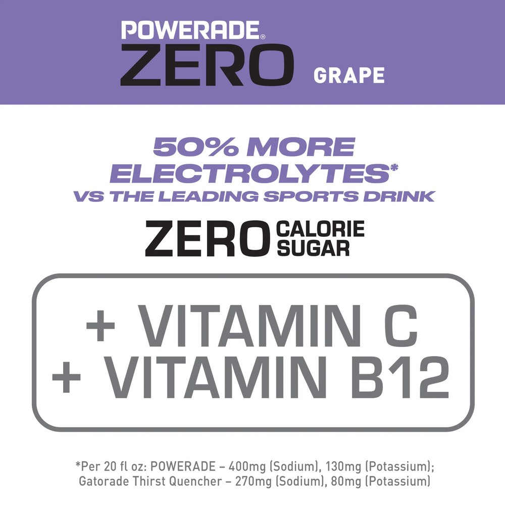 POWERADE Zero Grape Sports Drink 20 fl oz 8 Pack