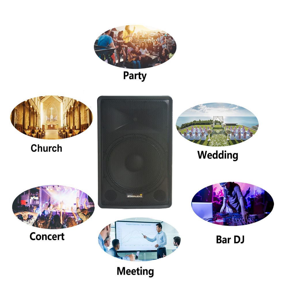 15" Active Powered PA Speaker Audio Stage Speaker Studio TWS USB Loudspeaker