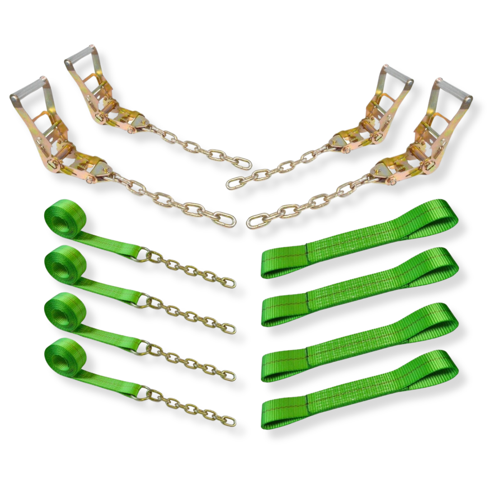 8 Point Roll Back Tie Down System w/ Chain Ends for Car Hauler Carrier Tow Truck