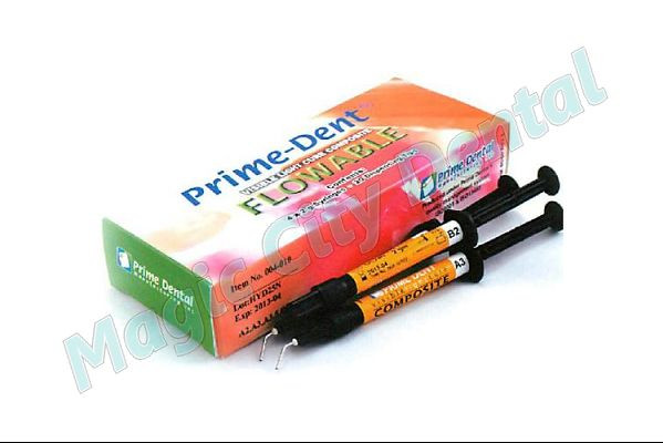 Prime-Dent Dental Flowable VLC Light Cure Composite 4 Syringe Kit - A1