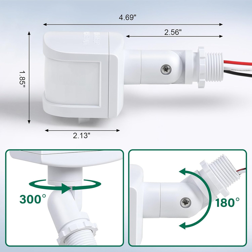 240-Degree Replacement Motion Sensor, Adjustable LUX(5-300) & Time & Detection S
