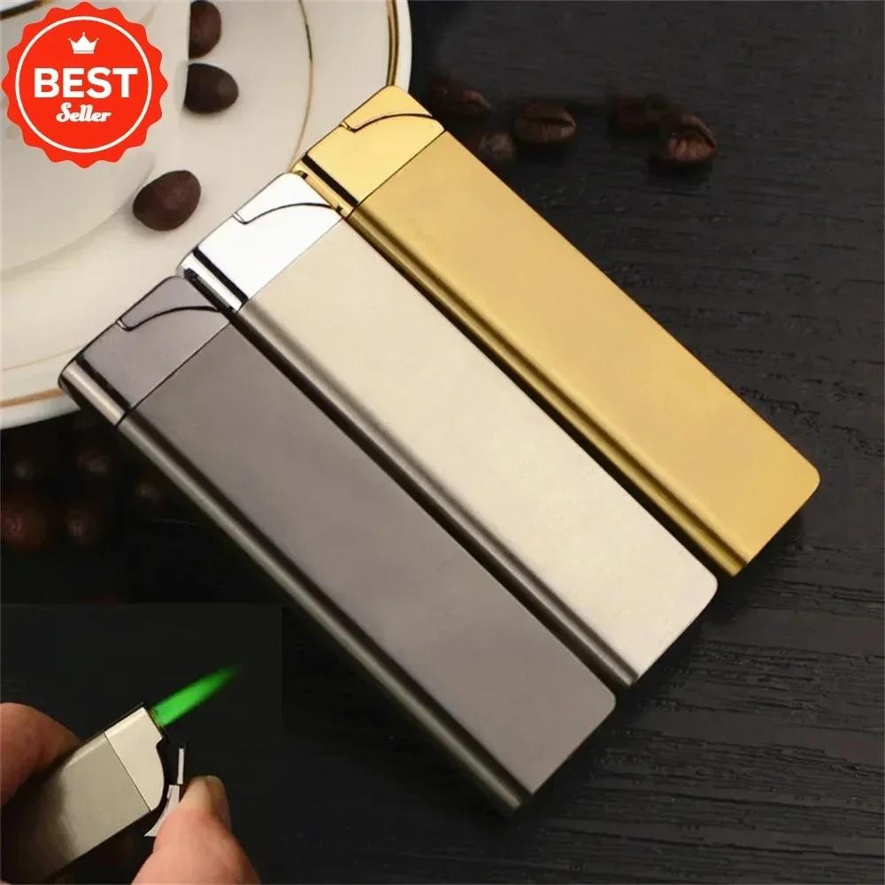 Ultra Thin Refillable Butane Lighter Small Metal Windproof Jet Torch Gas Lighter