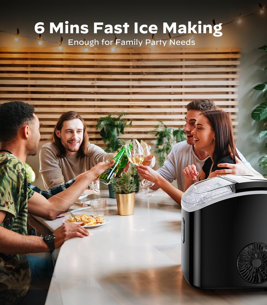 Nugget Ice Makers Countertop, Pellet Ice Machine Self-Cleaning Function 33 lbs