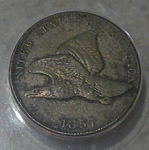 1857 Flying Eagle Small Cent ANACS EF40 Details Corroded