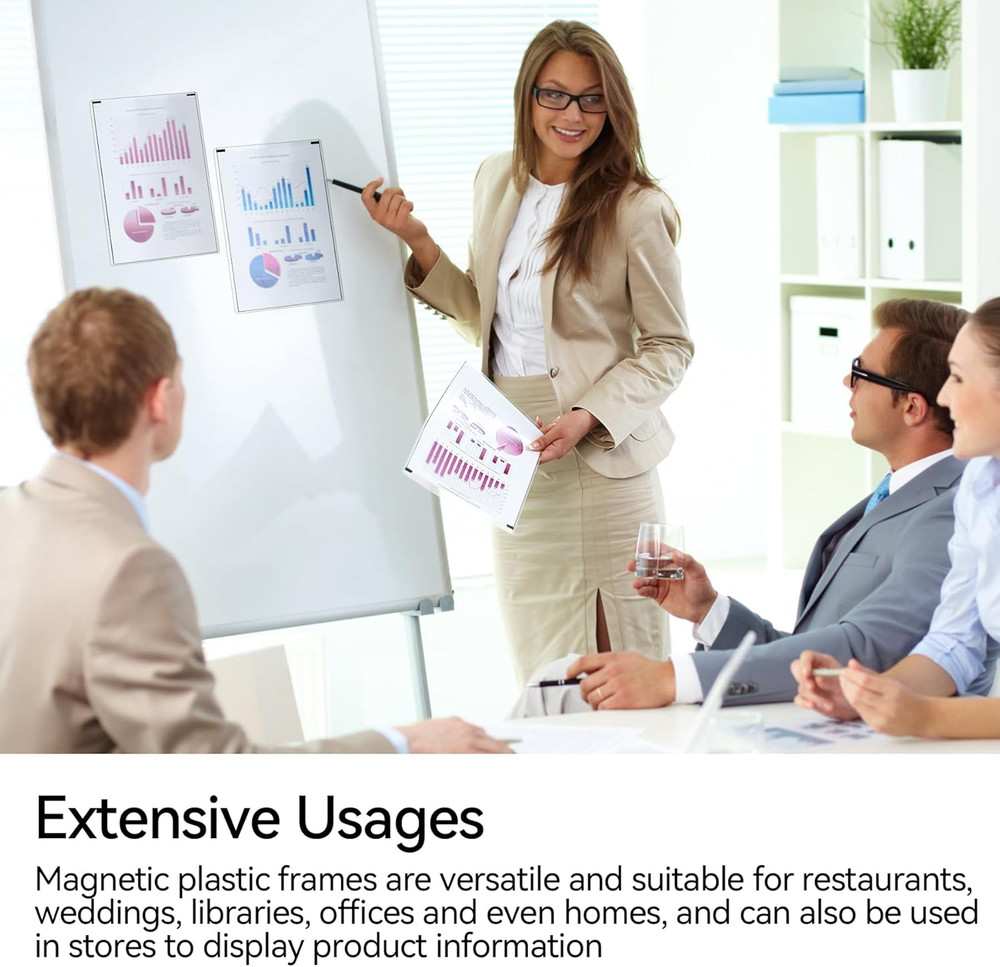 10 Pcs 8.5'' X 11'' Rigid Magnetic Sign Holders - Clear Plastic Document Frames