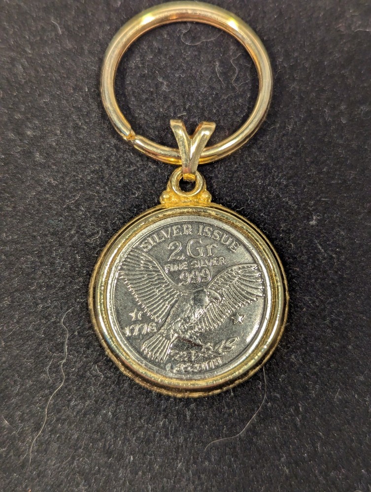 1776 Flying Eagle 2 Gr Silver Issue .999 Fine Silver Coin Keychain