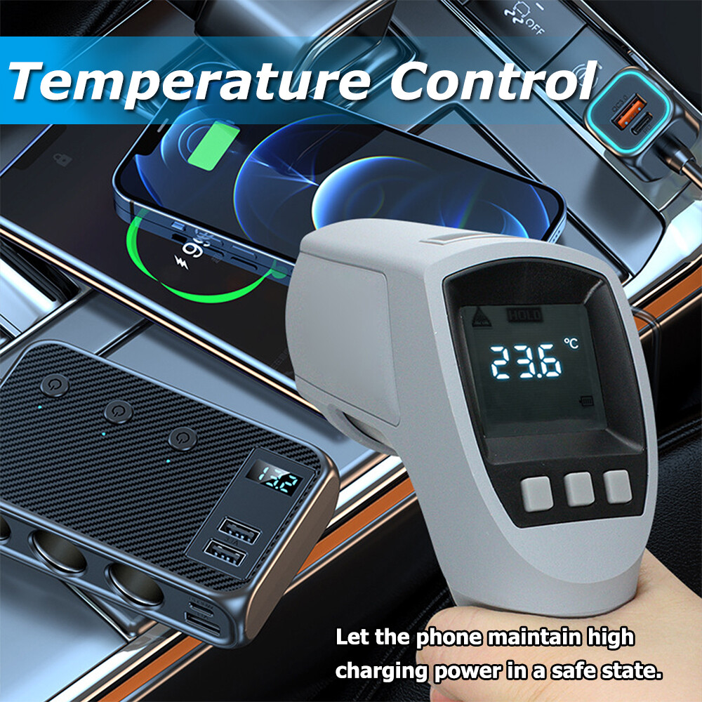 9in1 Car Cigarette Lighter Socket Splitter USB C Plug Fast Charging 3Way Adapter