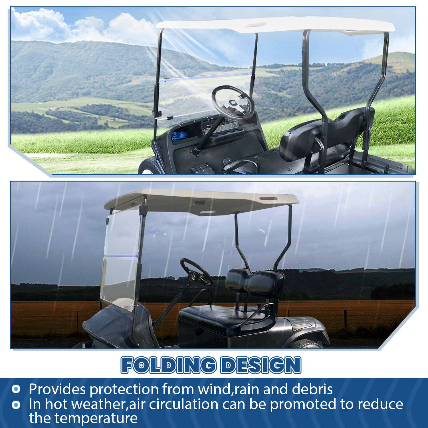 Folding Acrylic Golf Cart Clear Windshield For EZGO TXT Medalist 1994-2014 2013
