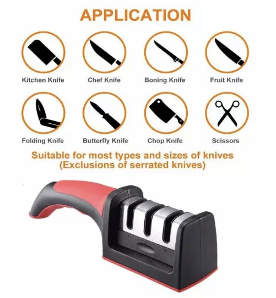 KNIFE SHARPENER PROFESSIONAL Heavy Duty Ceramic Tungsten 3 Step Chef Premium