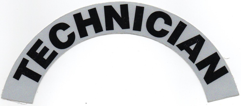 TECHNICIAN  Highly Reflective Fire Helmet Crescent Decals - A  PAIR - Technician