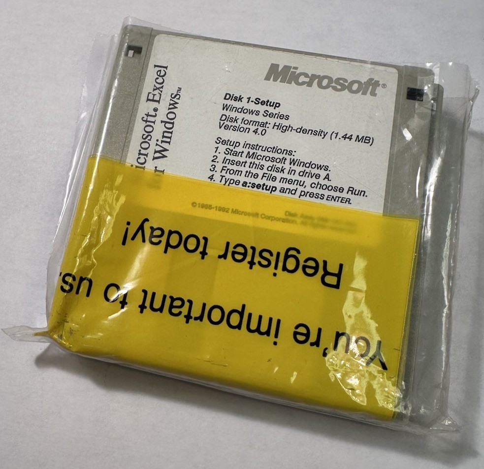 Microsoft Excel For Windows 3.5” Floppy Disc 1-5 1992 Version 4.0
