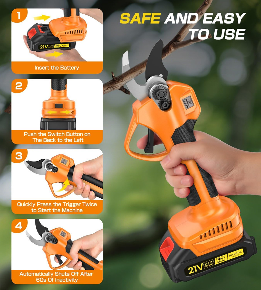 Electric Pruning Shears, Cordless Pruning Shears 1000W Brushless Power Shears 1.