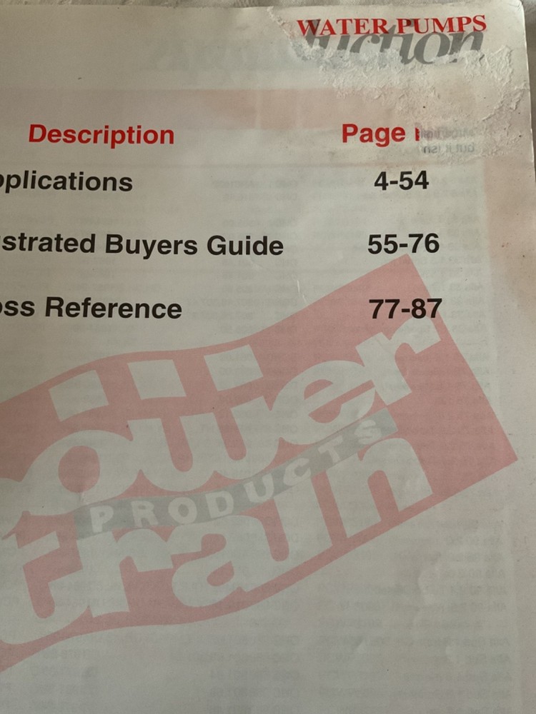 POWERTRAIN WATER PUMPS PARTS LIST