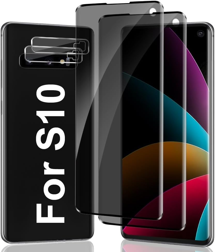 Bubble-Free Galaxy S10 2-Pack Privacy Screen Protector & Camera Lens Cover Set