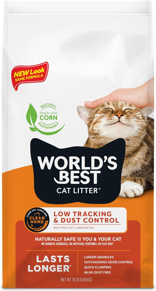 WORLD'S BEST CAT LITTER Low Tracking & Dust Control Multiple Cat Unscented 15-Po