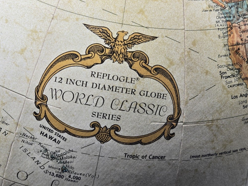 Vintage Replogle Globes 12" Diameter Scan Globe World Classic Series