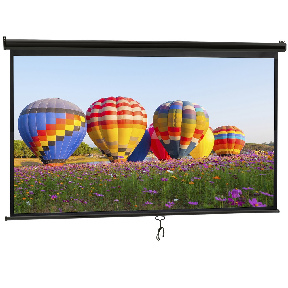 Projector Screen Pull Down 100" 16:9 HD Projection Screen Ceiling Wall-Mounted