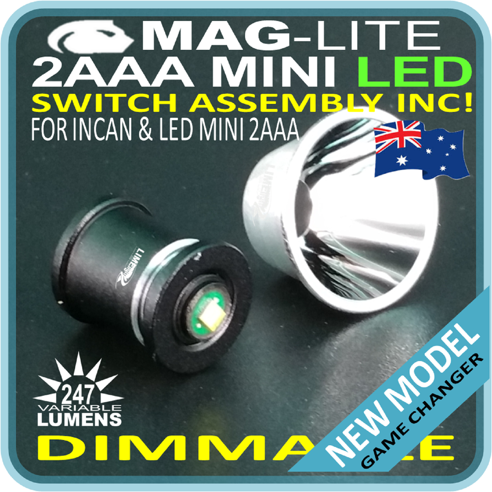 MAGLITE MINI 2AAA LED UPGRADE INC SWITCH ASSEMBLY REFLECTOR 247lm DIMMABLE BULB