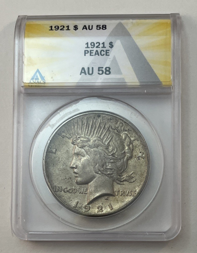 1921 Peace Dollar AU 58 ANACS