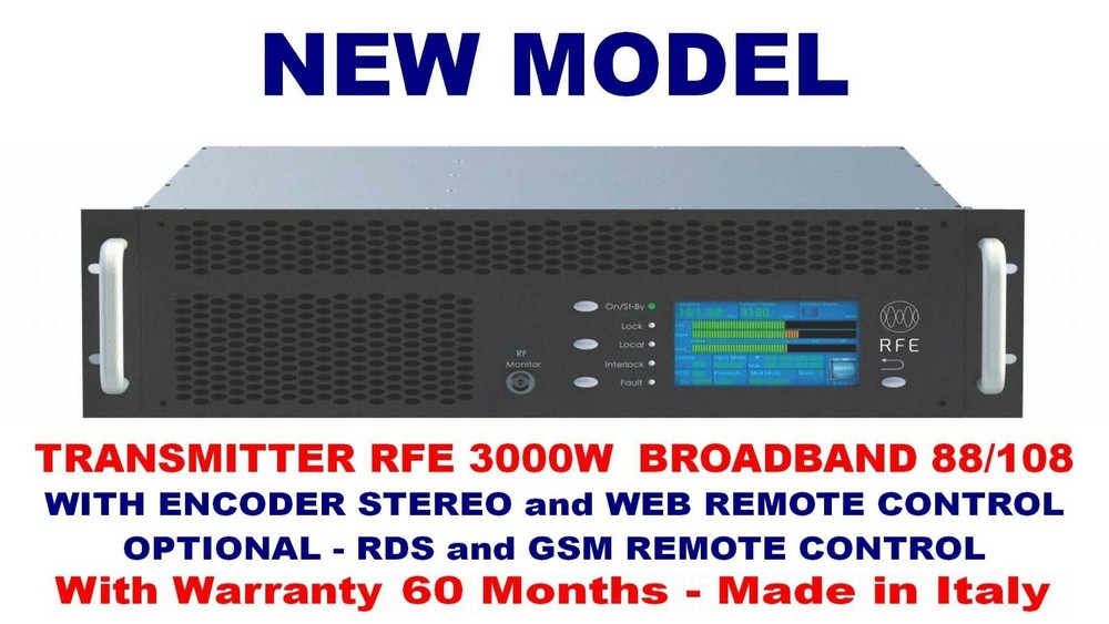Broadcast Prof 3000w FM Stereo Transmitter Wide Band 88/108Mhz WARRANTY 5 YEARS